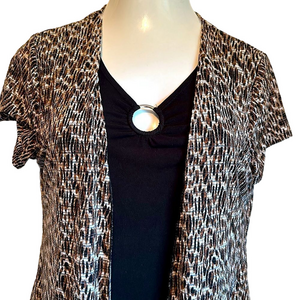 Susan Lawrence Black and Brown Patterned Top Size Large